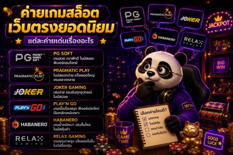ค่ายเกมสล็อตเว็บตรงยอดนิยม แต่ละค่ายเด่นเรื่องอะไร